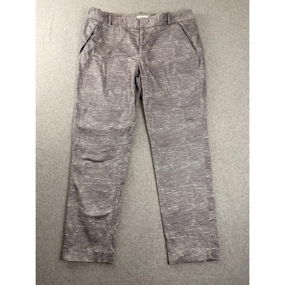 Calvin Klein Womens Gray White Space Dye Straight Leg Dress Pants Size 14